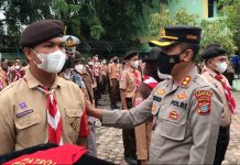 Kapolres Tanjung Balai Pimpin Apel Pembentukan Patroli Protokol Kesehatan Di Sekolah SMA Negeri 1