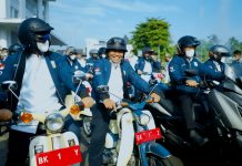 Konvoi Bersama Kepala Daerah Se Sumut, Plt Wali Kota Mantap Mengendarai Sepeda Motor Honda C70