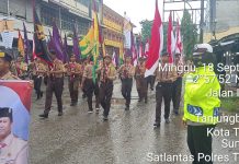 Satlantas Polres Tanjungbalai Laksanakan Pengawalan, Pawai Kirab Tangka Napza Gerakan Pramuka Sumut
