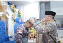 Lepas Sambut Danlanal TBA dari pejabat lama Letkol Laut (P) Aan Prana Tuah Sebayang kepada penggantinya pejabat baru Letkol Laut (P) Wido Dwi Nugraha