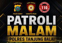 POLRES TANJUNGBALAI GELAR PATROLI RUTIN ANTISIPASI GANGGUAN KAMTIBMAS DAN KEJAHATAN JALANAN