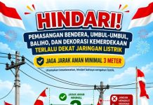 ULP PLN Tanjungbalai Himbau Pemasangan Bendera Umbul Dekorasi Kemerdekaan Jaga Jarak Dekat Jaringan Listrik